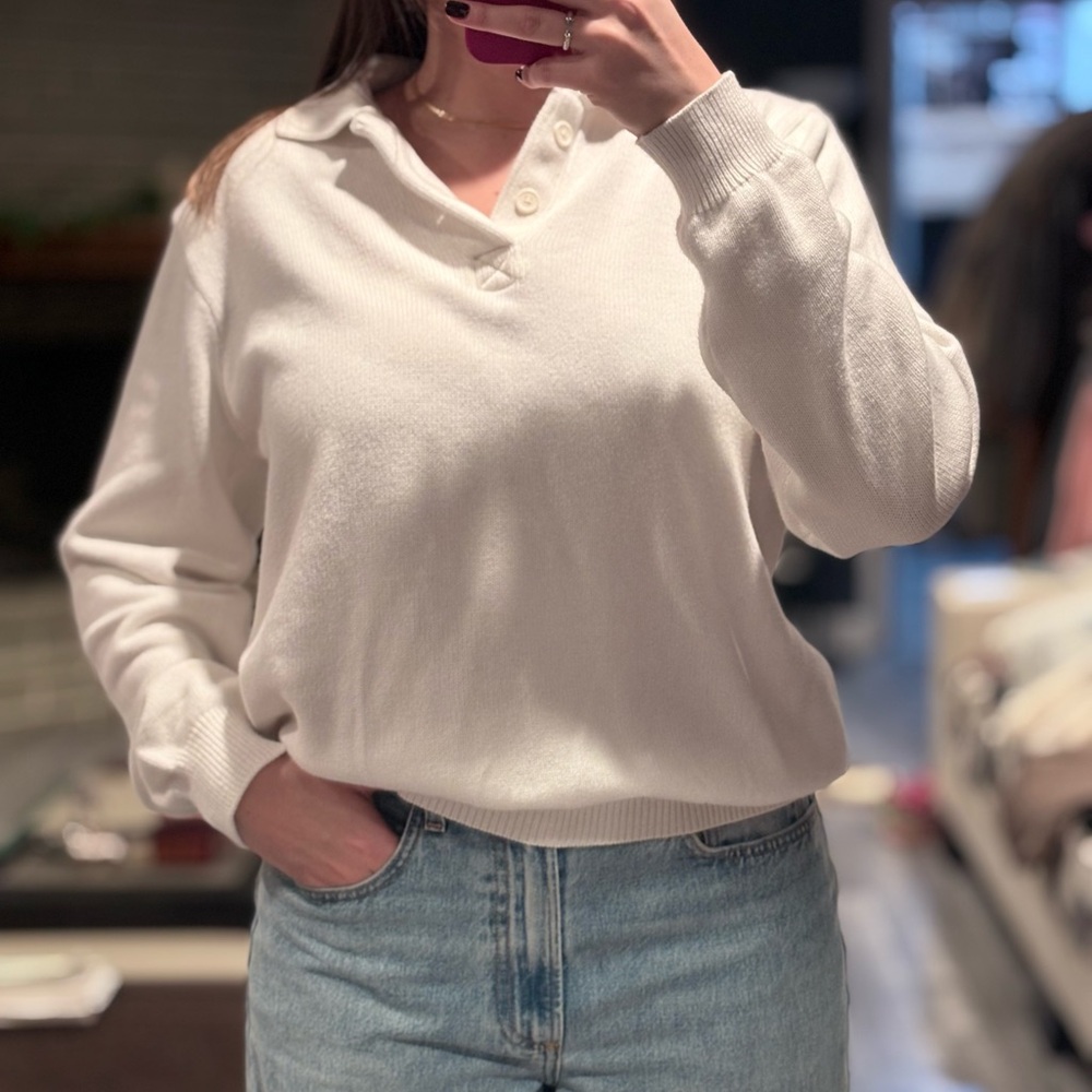 Brandy Melville White 100% Cotton Sweater